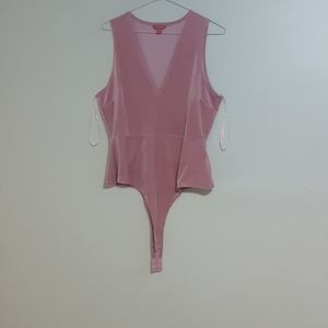 One-Piece Swimsuit Crushed Velvet Blush Pink GUESS 1981 Designer XL